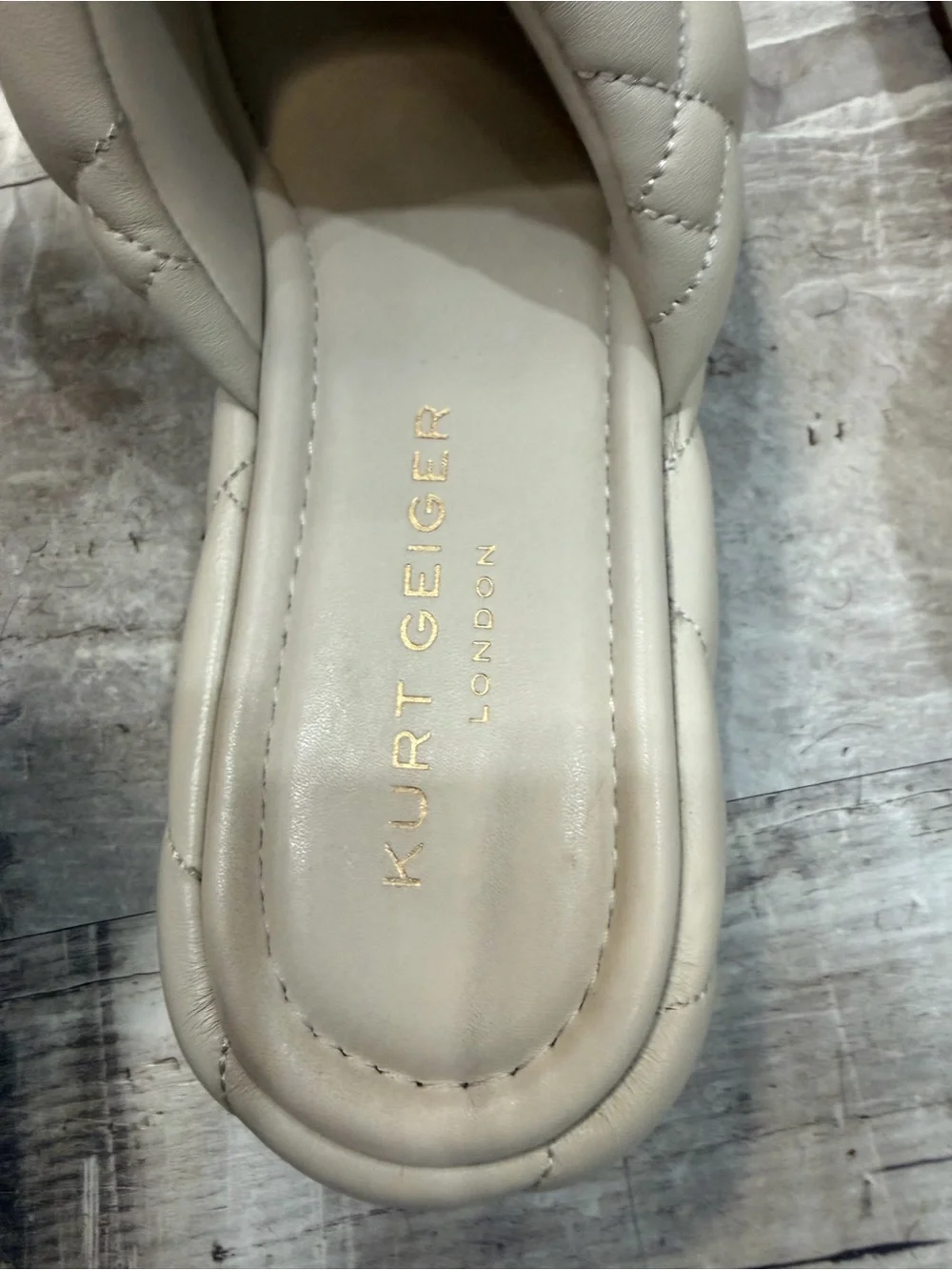 Kurt Geiger London Kensington puff platform Quilted Ivory Slide Sandals 8